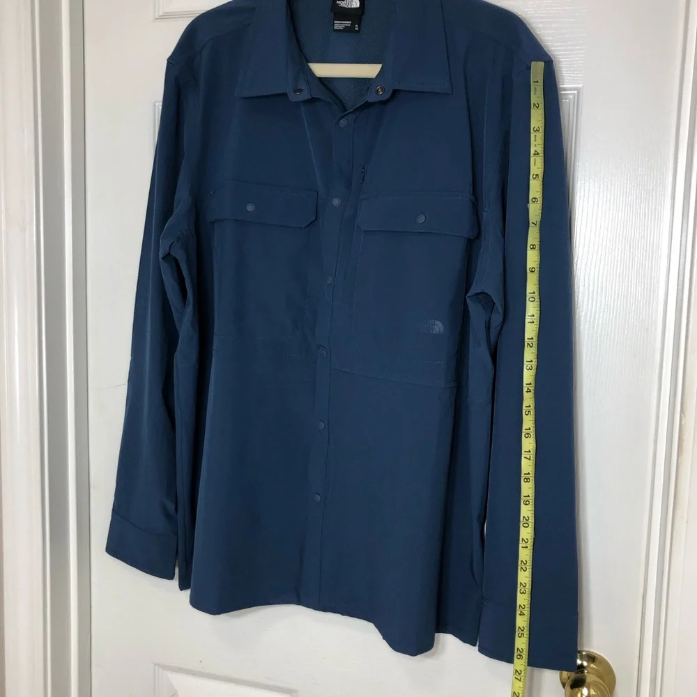The‎ North Face Men Sniktau Blue Long Sleeve Snap Button Hiking Outdoor Shirt XL